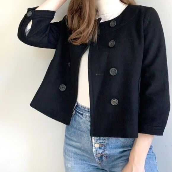 Jcrew grey double breasted wool cashmere blend spring peacoat size 6 - Picture 6 of 8